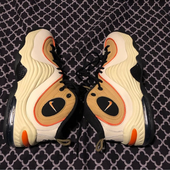 Nike Air Penny 2 Wheat Gold Safety Orange Shoes Sneakers DV7229-700 Men Size 9.5